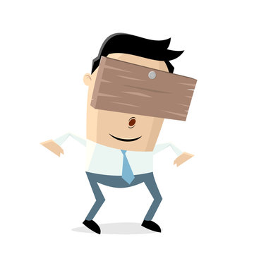 businessman with plank on his head 