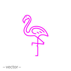 pink flamingo, line style, icon vector