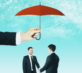 Teamwork and security concept