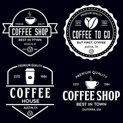 Set of Coffee shop logotype templates. Coffee related emblems labels badges signs. Coffee to go.