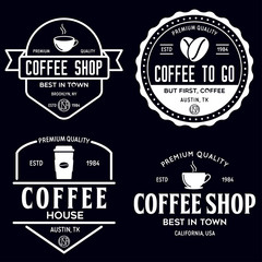 Obraz premium Set of Coffee shop logotype templates. Coffee related emblems labels badges signs. Coffee to go.