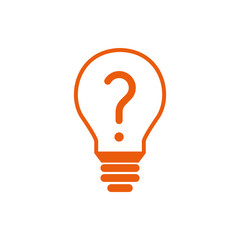 Glühbine mit Fragezeichen - Icon, Symbol, Piktogramm, grafisches Element - orange - outline - Hintergrund weiß - Vektor