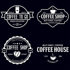 Fototapeta premium Set of Coffee shop logotype templates. Coffee related emblems labels badges signs. Coffee to go.