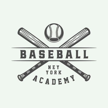 Vintage baseball sport logo, emblem, badge, mark, label. Monochrome Graphic Art. Illustration. Vector.