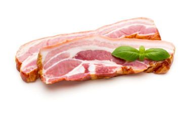 Pieces of raw pork lard isolated on white background.