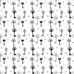 Vintage keys pattern. Seamless background with old keys. eps 10