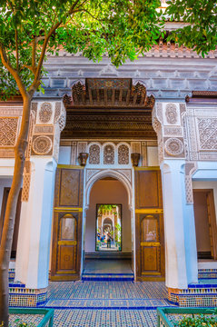  Exterior the beautiful Bahia palace  in Marrakech, Morocco, Africa.