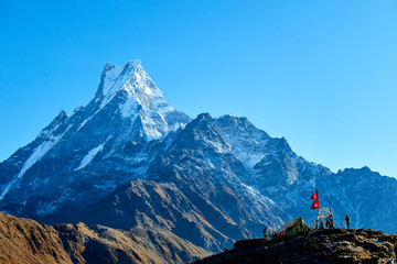 Machapuchare mountain Fishtail in Himalayas range Nepal