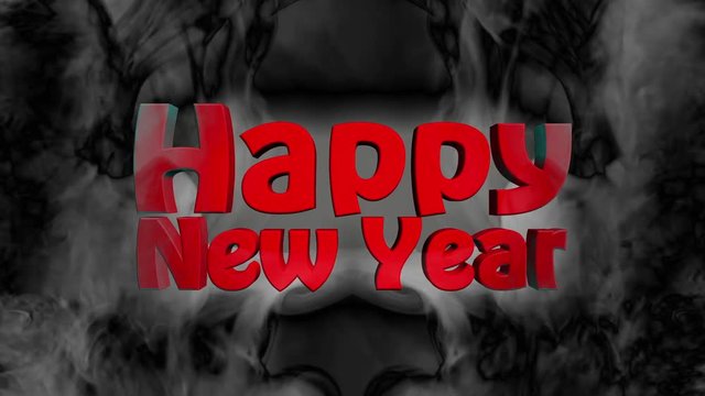 2019 Happy New Year with 3D Text with Abstract Smoke Background
