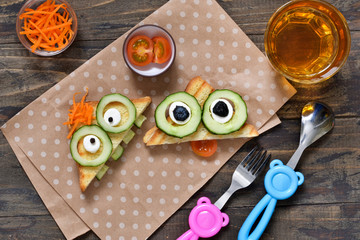 Baby Funny toast - breakfast for children.