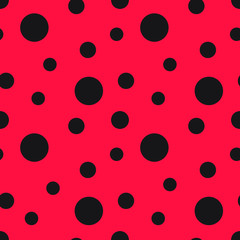 Ladybug pattern. Seamless vector. Seamless with red background and black spots