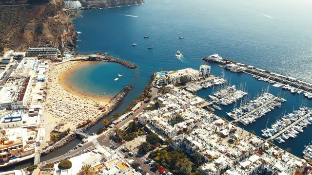 Puerto de Mog&aacute;n aerial view with drone