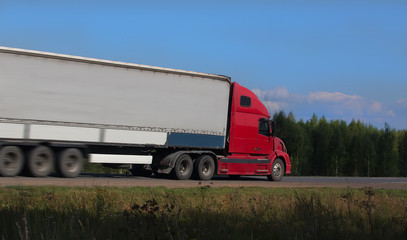 truck moves on highway