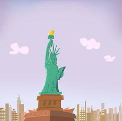 Fototapeta premium Statue of Liberty with city