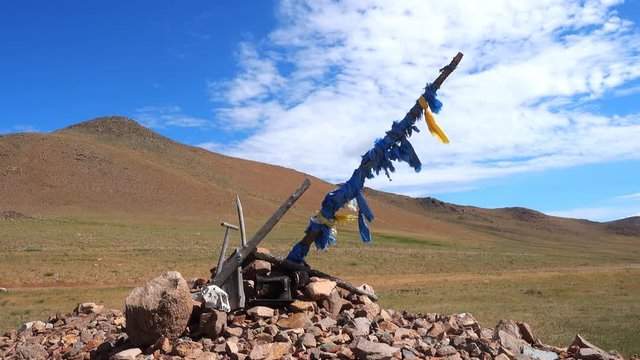 Ovoo on the Mongolian Steppe