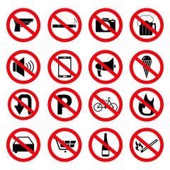 Set of the prohibition signs of icons