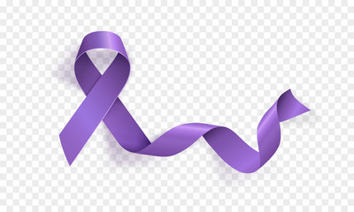 World Cancer Day concept. Lavender Ribbon on a transparent background. Vector illustration.