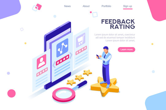 Opinion, User Choice Support To Approve Human Rate. Measurement Experience Images. Vote And Evaluation. Isolated Status Of Business Recommendation. Web Recommend Background, Flat Isometric Vector