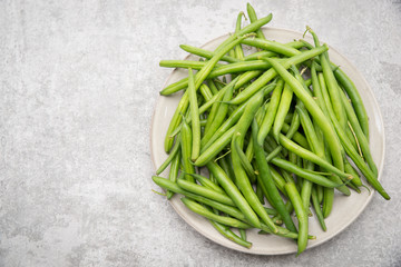 Green fresh string beans, vegetables, healthy food