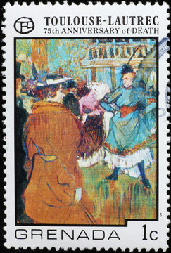 Painting by Toulouse-Lautrec on stamp of Granada