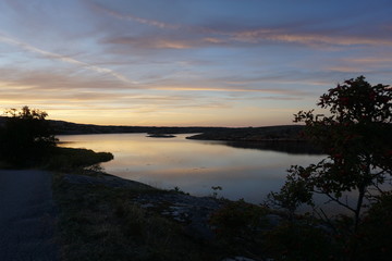 sunset on Smögen in summer in Sweden