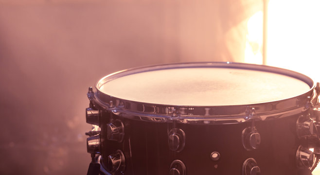 snare drum on beautiful background, close up