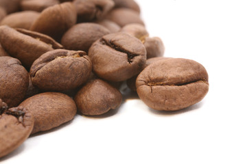 Coffee beans isolated on white background.