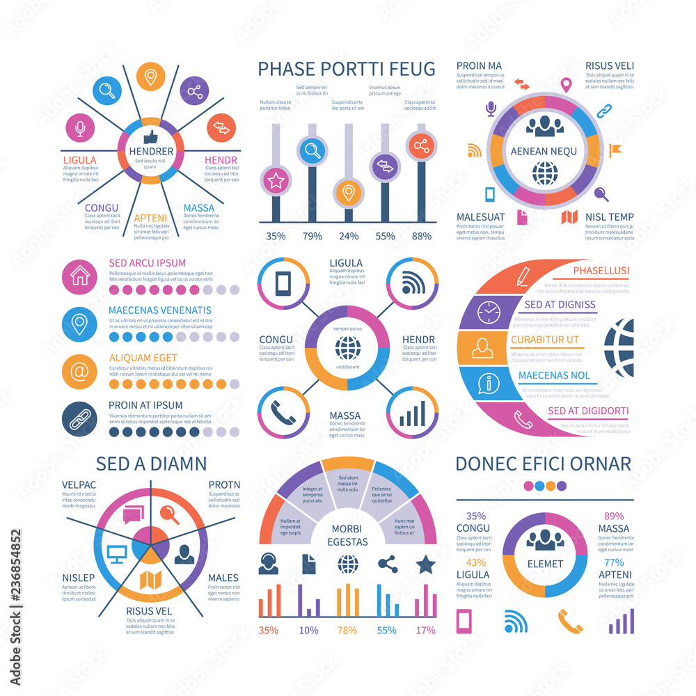 Poster infographics. marketing graphs financial workflow diagram, bar chart. statistic charts and number in
