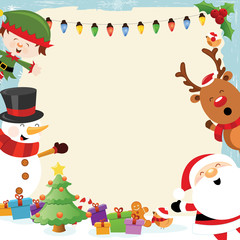 Christmas Frame With Cute Characters