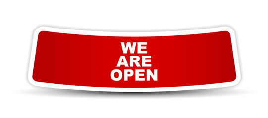 red vector banner we are open