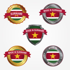 Design label of made in Suriname. Vector illustration