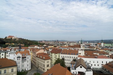 Fototapeta na wymiar Brno, Czech Republic - Sep 12 2018: View to the red roofs of Brno city. Czech Republic