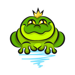 Cute frog cartoon isolated on white background