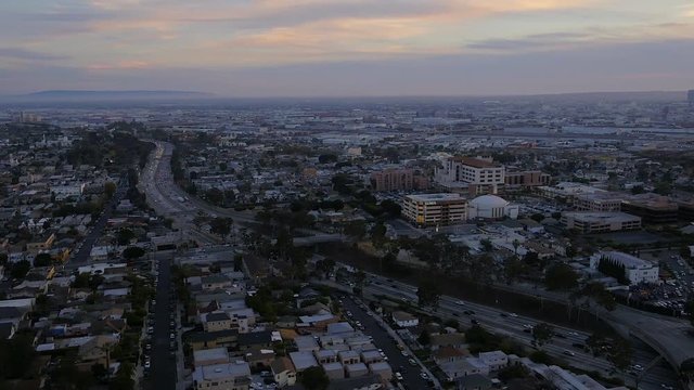 Downtown Los Angeles Aerial Reveal of Skyline