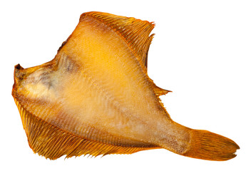 smoked flounder isolated on white background