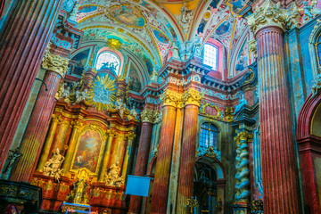Interior of Fara, St. Mary's Basilica in Poznan, Poland