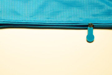 Blue zipper macro background with copy space