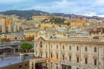 Fototapeta na wymiar View of the town of Genoa in Italy