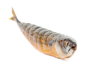 smoked mackerel isolated on white background
