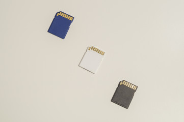 Memory cards isolated on white background. Sd card and copy space