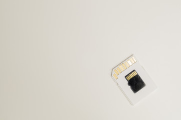 Memory cards isolated on white background. Sd card and copy space