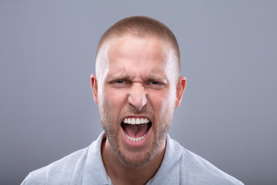 Portrait Of A Shouting Young Man