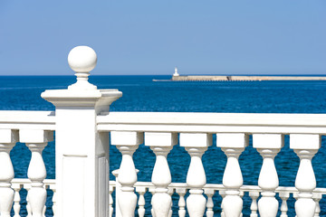 White stone railing, sea view