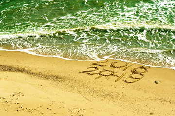 View of nice Christmas and new year theme tropical beach .