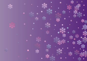 Crystal snowflake and circle shapes vector backdrop. Windy winter snow confetti scatter flyer background. Flying gradient snow flakes background, awesome water crystals confetti.