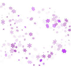 Snow flakes falling macro vector illustration, christmas snowflakes confetti falling chaotic scatter card. Winter xmas snow background. Windy flakes falling and flying winter trendy vector background.