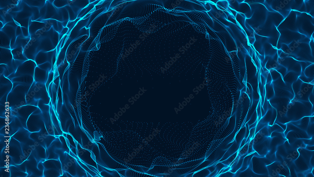 Aufkleber tunnel or wormhole. abstract sphere, consisting of points. space-time portal. grid texture. 3d rende
