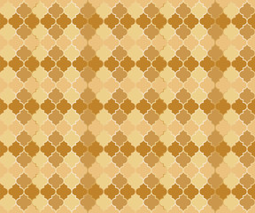 Persian Mosque Window Vector Seamless Pattern. Ramadan mubarak muslim background. Traditional ramadan mosque pattern in gold grid borders. Islamic window grid design of lantern shapes tiles.