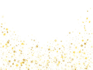Flying gold star sparkle vector with white background.