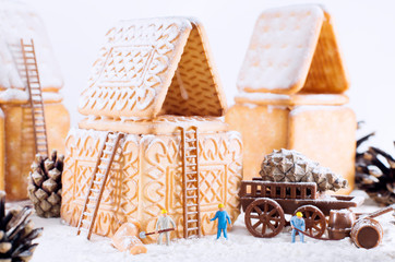 Photo of a christmas cookie house and toys